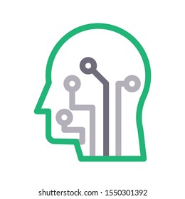 human brain colour line icon