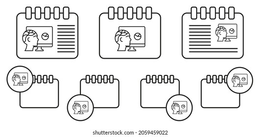 Human brain and computer concept line vector icon in calender set illustration for ui and ux, website or mobile application