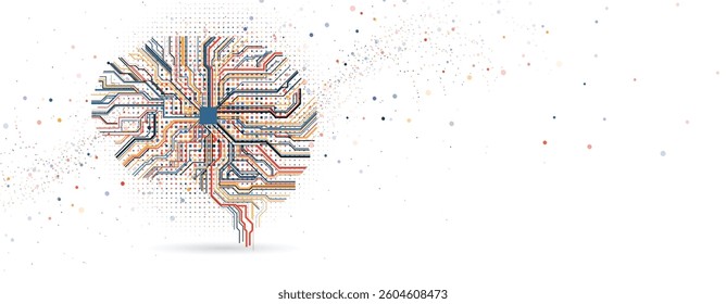 Human brain in concept of world mind metaverse big data or cyber security technology background