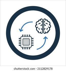 Human Brain connect to Smart Chip icon