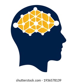 Diseño del logo del vector de conexión cerebral humana. Idea creativa del logo de cabeza humana Techno.