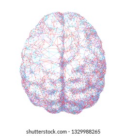 Human brain consist of dots connected by lines in top view. Eps8. RGB. Global colors