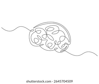 Human brain continuous line. Continuous one line drawing of brain. Organ smart concept. Single line drawing