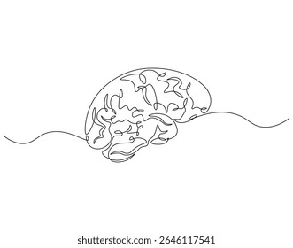 Human brain continuous line. Continuous one line drawing of brain. Organ smart concept. Single line drawing
