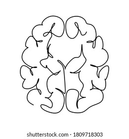 Human Brain Continuous One Line Drawing - Vector Illustration