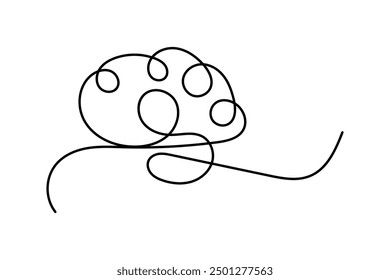 Human brain continuous one line drawing of isolated outline vector icon