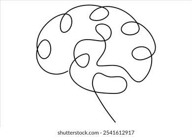 Human brain continuous one line drawing concept of Hand drawn minimalism style. brain line art vector illustration