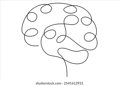 Human brain continuous one line drawing concept of Hand drawn minimalism style. brain line art vector illustration