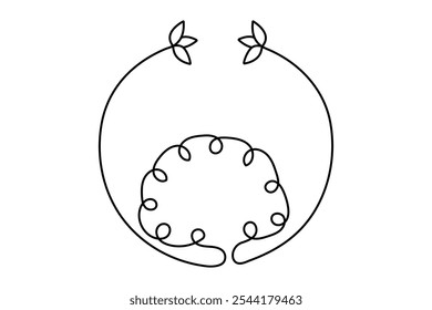 Human brain continuous one line art drawing of outline vector illustration design