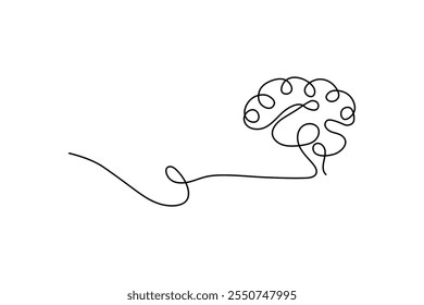 Human brain continuous one line drawing and simple isolated outline vector design