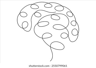 Human brain continuous one line drawing concept of Hand drawn minimalism style. brain line art vector illustration