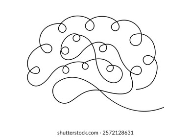  Human brain continuous one line art drawing of intelligence vector illustration
