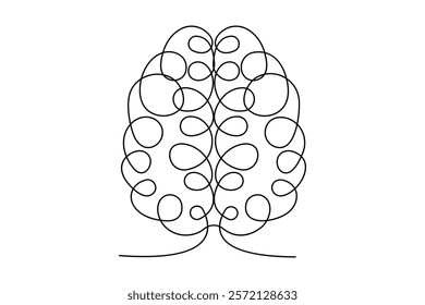  Human brain continuous one line art drawing of intelligence vector illustration