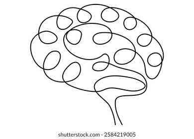 Human brain continuous one line drawing concept of Hand drawn minimalism style. brain line art vector illustration

