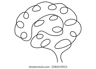 Human brain continuous one line drawing concept of Hand drawn minimalism style. brain line art vector illustration
