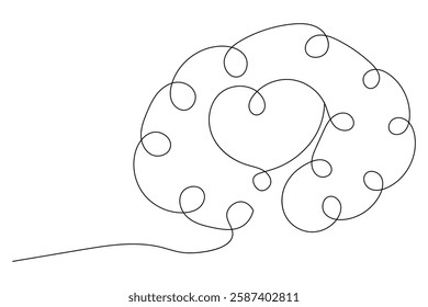 Human brain Continuous one line art drawing of scissors vector illustration design