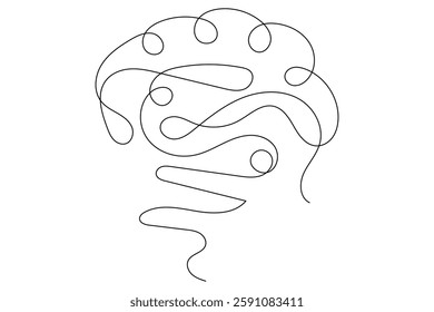 Human brain Continuous one line drawing of line art and vector illustration design

