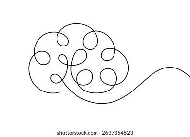 Human brain continuous one line drawing and minimalist style outline vector illustration