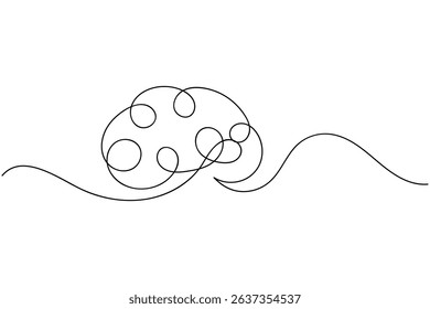 Human brain continuous one line drawing and minimalist style outline vector illustration