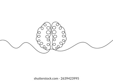 Human brain continuous one line drawing isolated vector illustration