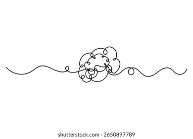 Human brain continuous one line drawing of isolated outline vector minimalist style.