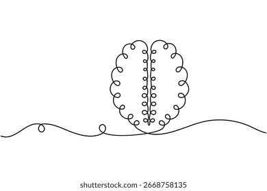 Menschliches Gehirn kontinuierliche einzeilige Zeichnung minimalistische medizinische Anatomie Vektorgrafik