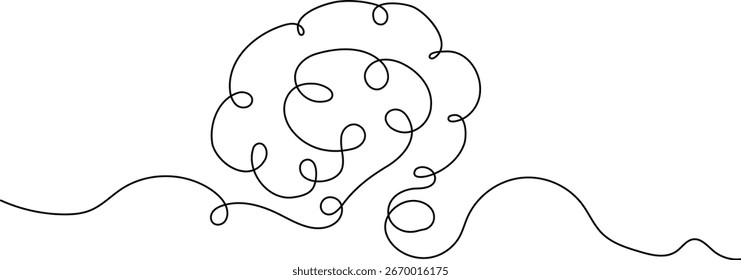 Human brain continuous one line drawing minimalist style isolate outline illustration for medical design