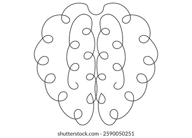 Human brain Continuous single line drawing of Vector illustration on a white background
