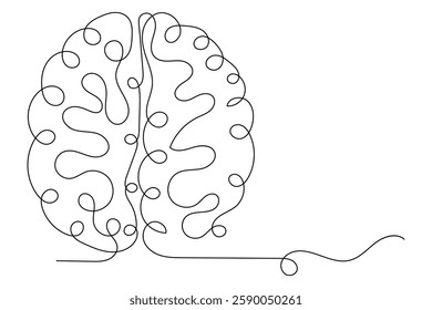 Human brain Continuous single line drawing of Vector illustration on a white background
