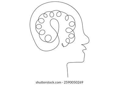 Human brain Continuous single line drawing of Vector illustration on a white background
