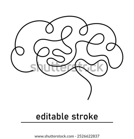 Human Brain. Human brain continuous unilinear drawing. Psychological counselling. Medical help. Stroke