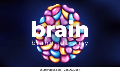 Human brain. Creative art. Left and right cerebral hemispheres, two parts concept. Colorful 3d template. Vibrant colors. Vector illustration eps10.