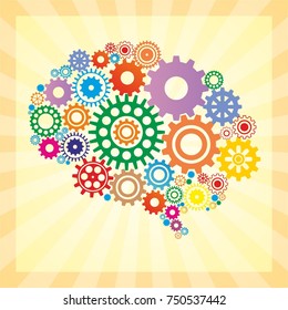 The human brain. Creative concept of the human brain, screw-wheel, vector illustration