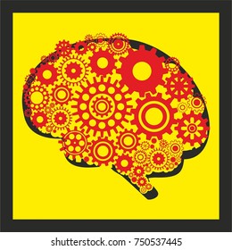 The human brain. Creative concept of the human brain, screw-wheel, vector illustration