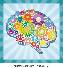 The human brain. Creative concept of the human brain, screw-wheel, vector illustration