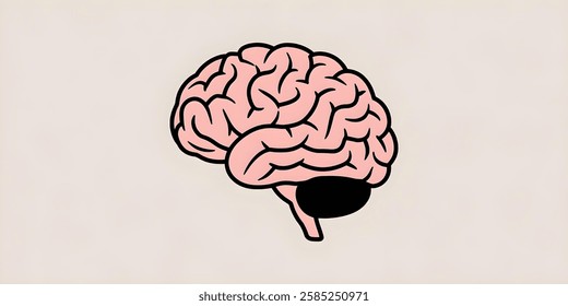 HUMAN BRAIN creative illustration,flat 2D vector ,useful for health,education,banners,arts etc.