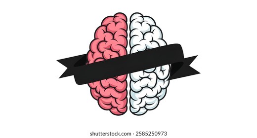 HUMAN BRAIN creative illustration,flat 2D vector ,useful for health,education,banners,arts etc.