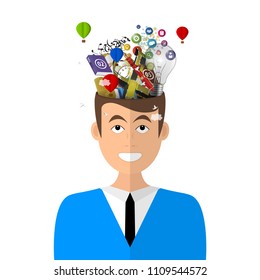 Human brain. Creative mind concept. Genius. Vector illustration