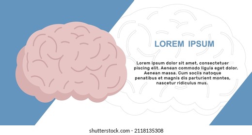 Menschliches Hirndesign für Banner. Ort für Text, medizinisches Banner, Vektorgrafik