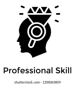 
A human brain with diamond showing professional skills 

