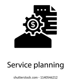 A human brain with the dollar gear and having paper in background showing service planning concept 