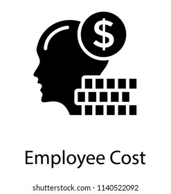 A human brain with the dollars giving the concept of employee cost 