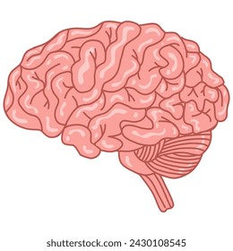 Human Brain Doodle Art Drawing Vector Illustration