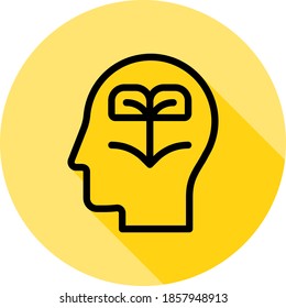 human, brain, education, idea, learning outline icon in long shadow style