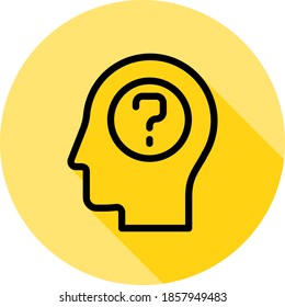 human, brain, education, learning, question icon long shadow