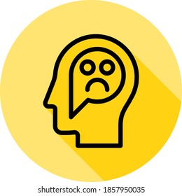 human, brain, emotion, bad icon long shadow