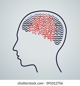 Human brain with epilepsy activity, epilepsy awareness, vector illustration