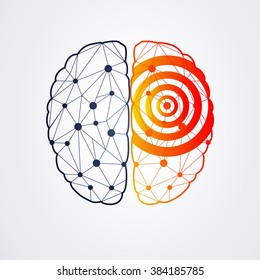 Human Brain With Epilepsy Activity In One Side, Vector Illustration