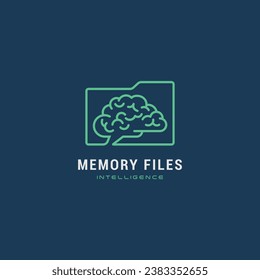 Human brain with file folder logo. Vector symbol of memory and intelligence Concept sign for business, science, psychology, technology