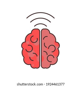 Human Brain Flat Icon. Isolated On White Background. 